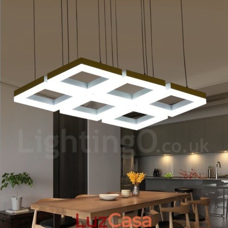 Luminária pendente moderna contemporânea de liga de alumínio com 6 luzes e sombra de acrílico Luminária pendente moderna contemporânea de liga de alumínio com 6 luzes e sombra de acrílico