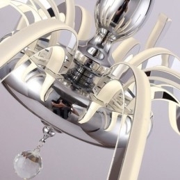 Lustre moderno contemporâneo regulável de aço com 6 luzes e cúpula de acrílico