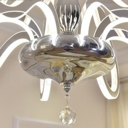 Lustre moderno contemporâneo regulável de aço com 6 luzes e cúpula de acrílico