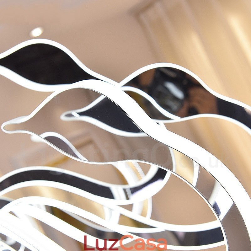 Lustre moderno contemporâneo regulável de aço com 6 luzes e cúpula de acrílico