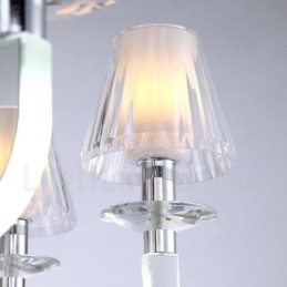 Lustre de cristal moderno contemporâneo regulável com 8 luzes e cúpula de vidro