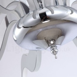 Lustre moderno contemporâneo regulável de aço com 12 luzes e cúpula de acrílico