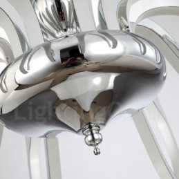Lustre moderno contemporâneo regulável de aço com 12 luzes e cúpula de acrílico