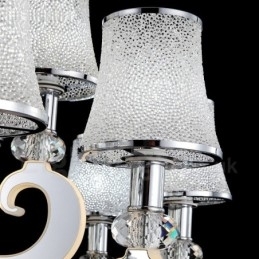 Lustre moderno contemporâneo regulável de aço com 12 luzes e cúpula de vidro