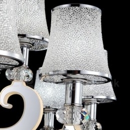 Lustre moderno contemporâneo regulável de aço com 8 luzes e cúpula de vidro