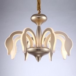 Lustre moderno contemporâneo regulável de aço com 8 luzes e cúpula de acrílico