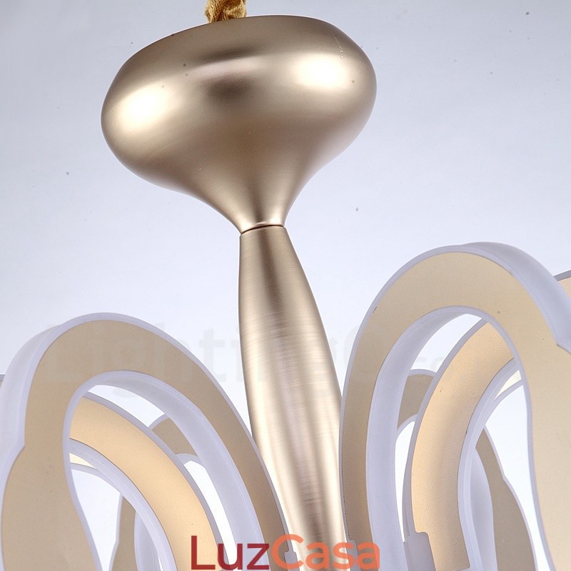 Lustre moderno contemporâneo regulável de aço com 8 luzes e cúpula de acrílico