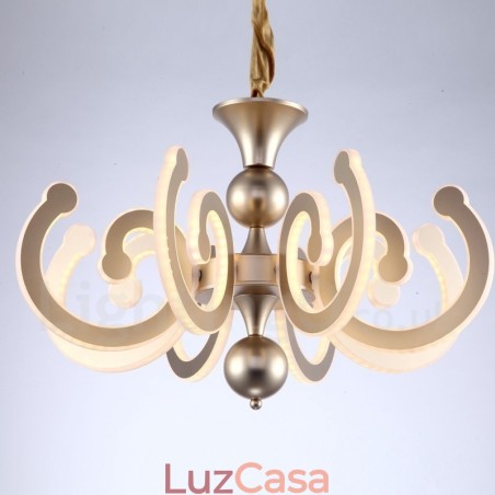 Lustre moderno contemporâneo regulável de aço com 6 luzes e cúpula de acrílico Lustre moderno contemporâneo regulável de aço com 6 luzes e cúpula de acrílico