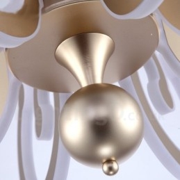 Lustre moderno contemporâneo regulável de aço com 8 luzes e cúpula de acrílico