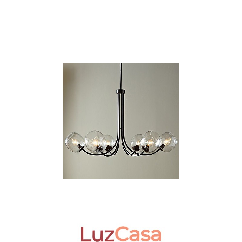 Lustre tradicional com 6 luzes e cúpula de vidro bolha