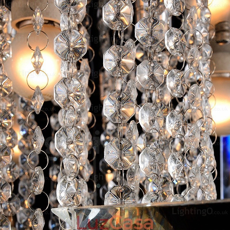 6 Luzes de Teto Contemporâneas Modernas com Sombra de Cristal