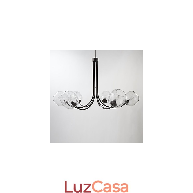 Lustre tradicional com 6 luzes e cúpula de vidro bolha
