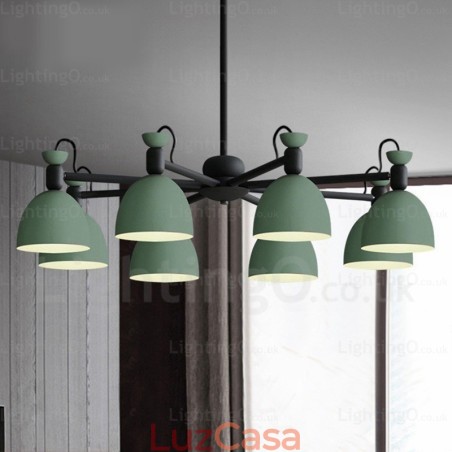 Lustre nórdico de 8 luzes com cúpula de liga de alumínio Lustre nórdico de 8 luzes com cúpula de liga de alumínio
