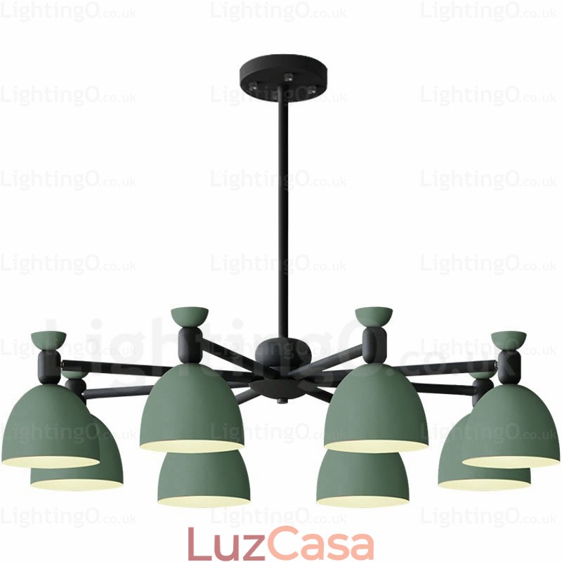 Lustre nórdico de 8 luzes com cúpula de liga de alumínio