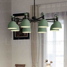 Lustre nórdico de 8 luzes com cúpula de liga de alumínio