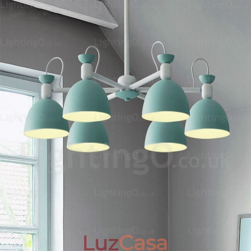 Lustre nórdico de 6 luzes com cúpula de liga de alumínio
