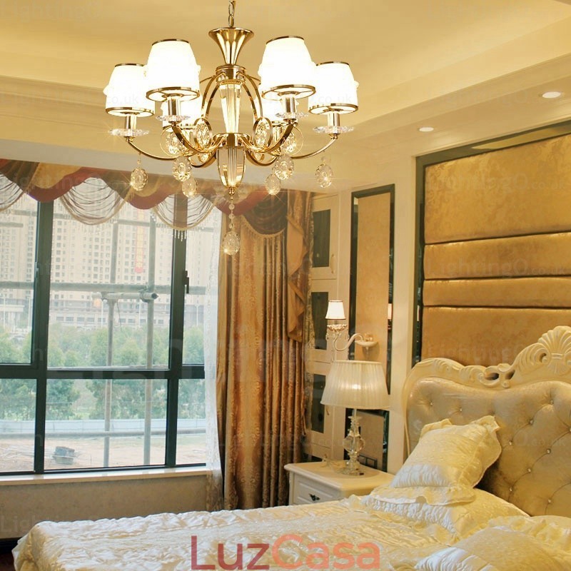 Lustre nórdico de 6 luzes com cúpula de vidro