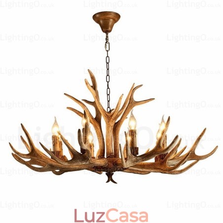 Lustre moderno contemporâneo nórdico rústico de 8 luzes