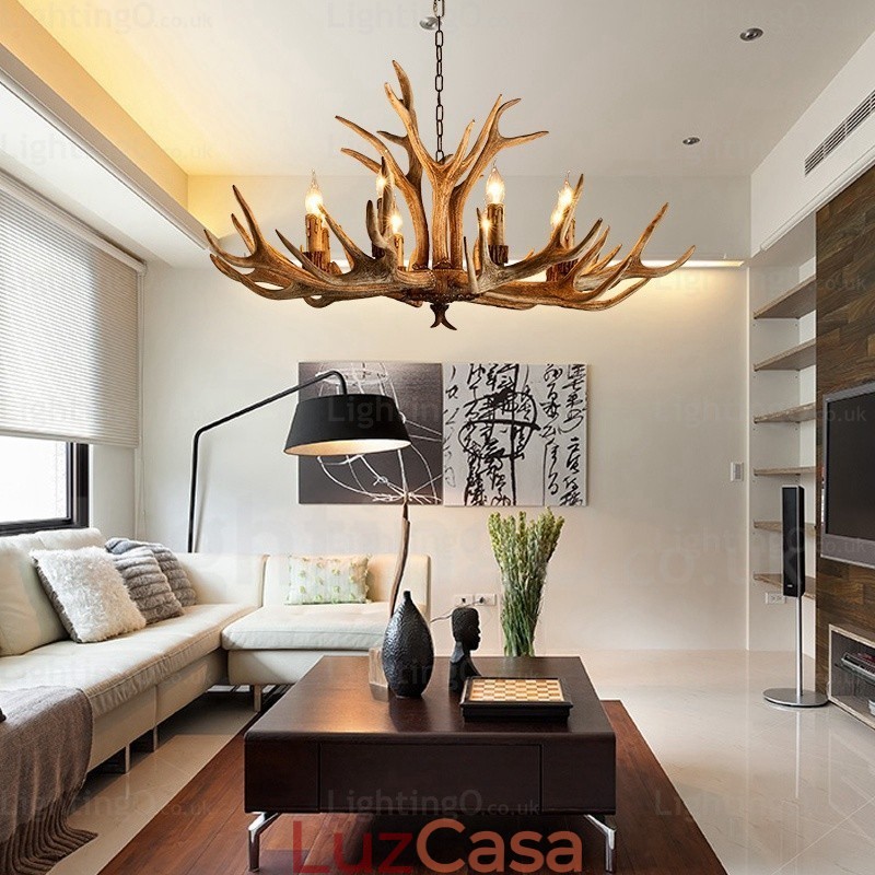 Lustre moderno contemporâneo nórdico rústico de 8 luzes