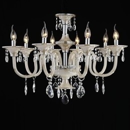 8 Luzes O estilo do palácio Lustre de vidro com lâmpada de vela
