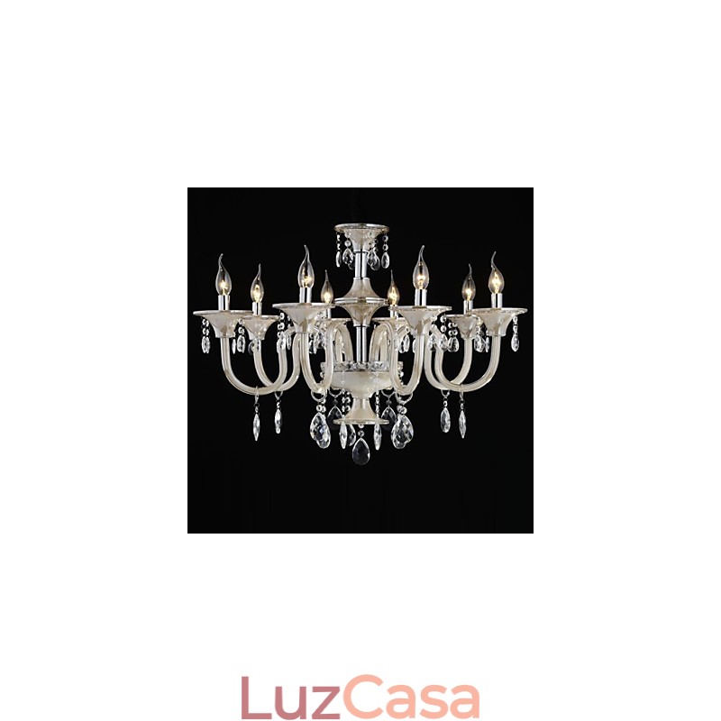 8 Luzes O estilo do palácio Lustre de vidro com lâmpada de vela