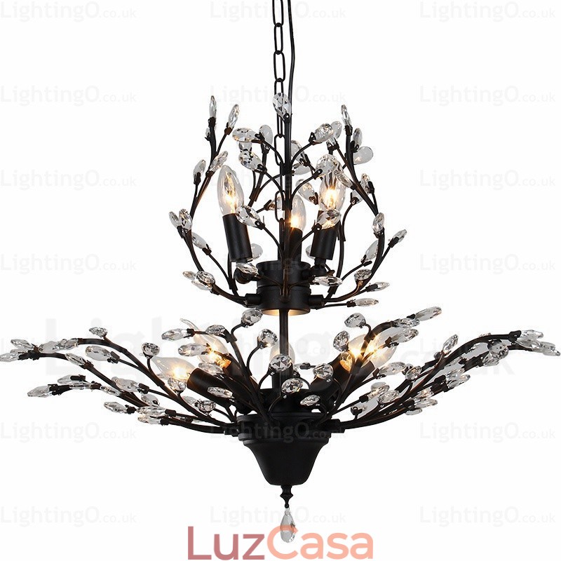 Lustre rústico de 8 luzes