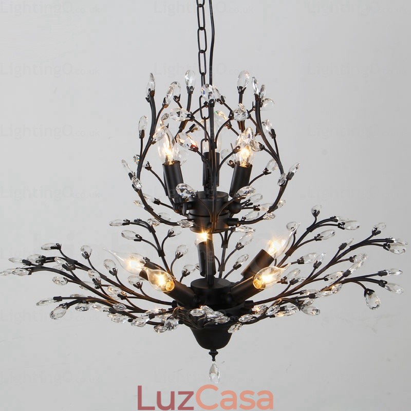 Lustre rústico de 8 luzes