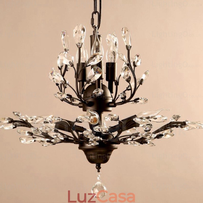 Lustre rústico de 8 luzes