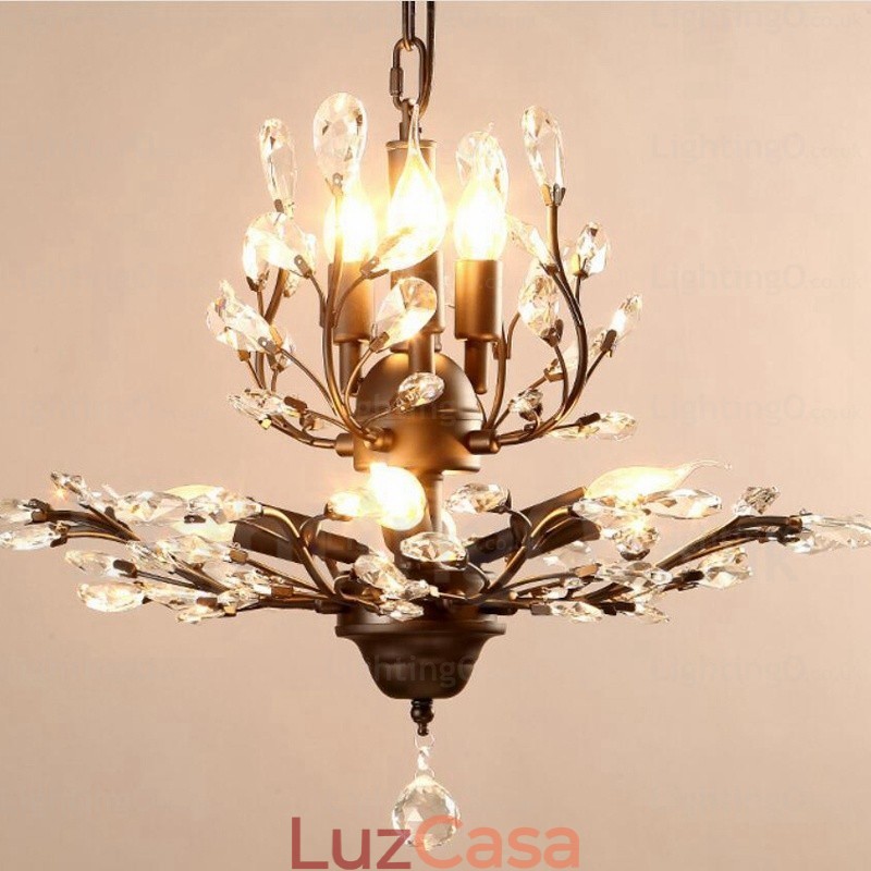 Lustre rústico de 8 luzes