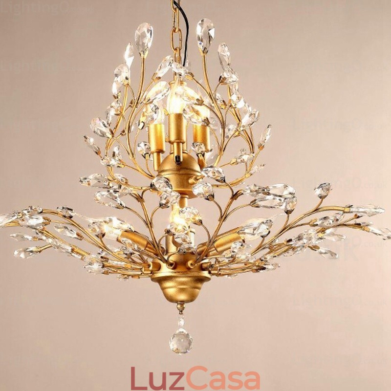 Lustre rústico de 8 luzes