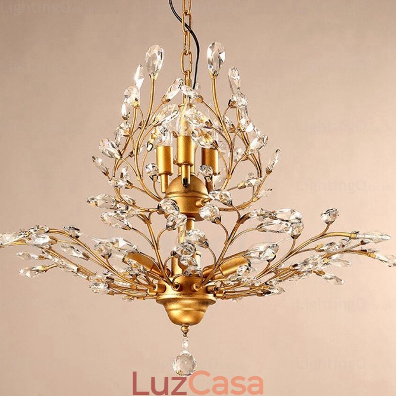 Lustre rústico de 8 luzes