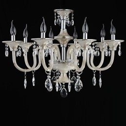 8 Luzes O estilo do palácio Lustre de vidro com lâmpada de vela