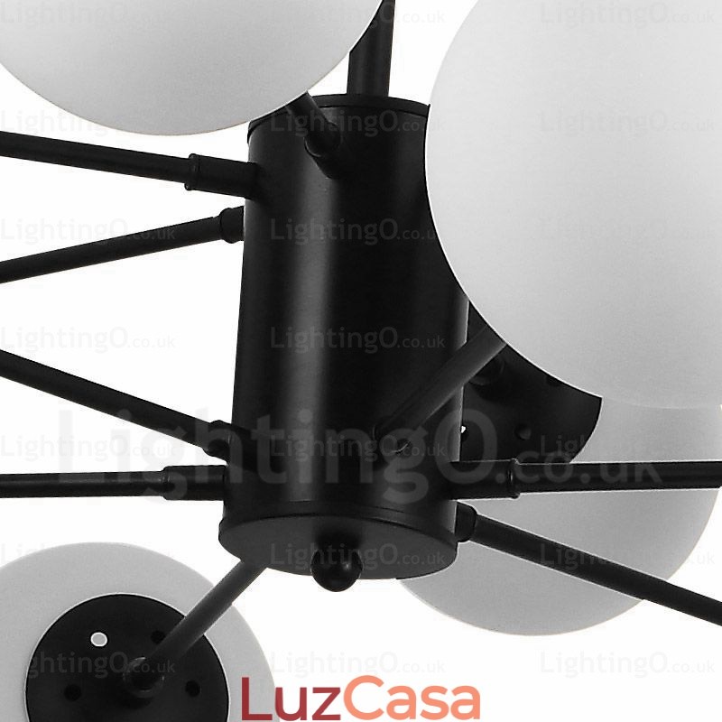 Lustre moderno contemporâneo de 8 luzes com cúpula de vidro