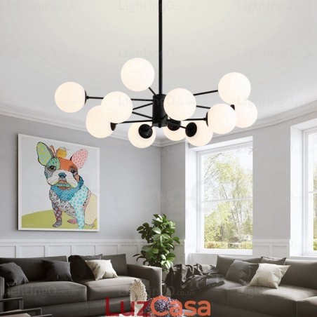 Lustre nórdico de 12 luzes com cúpula de vidro Lustre nórdico de 12 luzes com cúpula de vidro