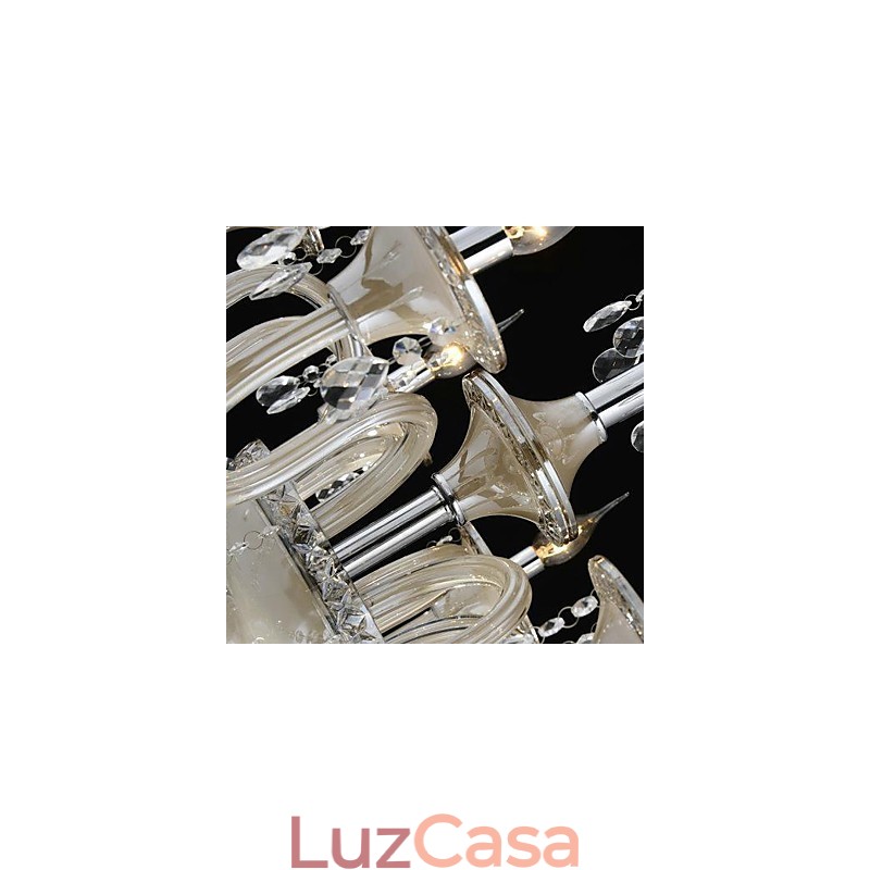8 Luzes O estilo do palácio Lustre de vidro com lâmpada de vela