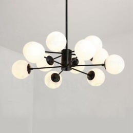 Lustre nórdico de 12 luzes com cúpula de vidro