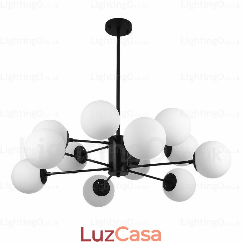 Lustre nórdico de 12 luzes com cúpula de vidro
