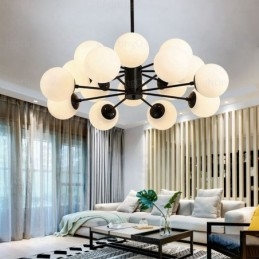 Lustre nórdico de 16 luzes com cúpula de vidro