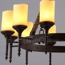 12 Luzes Country Rústico Vintage Retro Pendente Luz com Sombra de Vidro