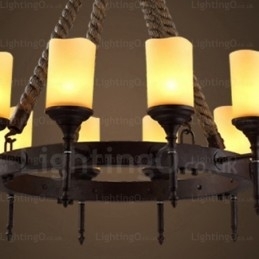 12 Luzes Country Rústico Vintage Retro Pendente Luz com Sombra de Vidro