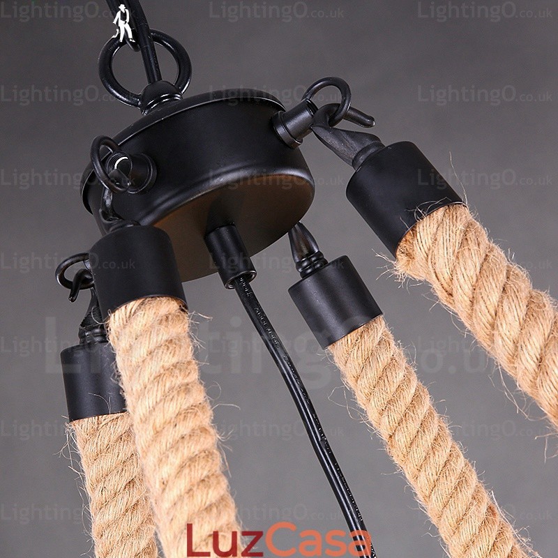 Luminária pendente rústica de 8 luzes