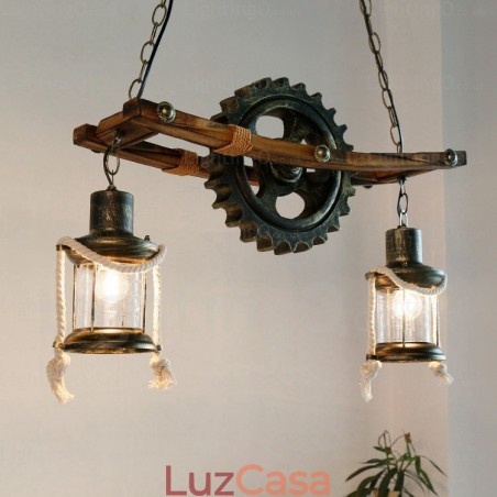 2 Luzes Country Rústico Vintage Retro Pendente Luz com Sombra de Vidro 2 Luzes Country Rústico Vintage Retro Pendente Luz com Sombra de Vidro