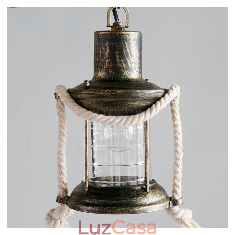 2 Luzes Country Rústico Vintage Retro Pendente Luz com Sombra de Vidro
