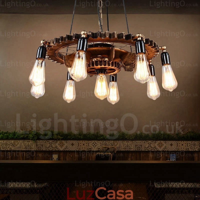 Luminária pendente retrô vintage de 9 luzes