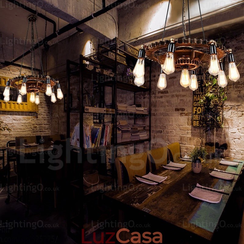 Luminária pendente retrô vintage de 9 luzes