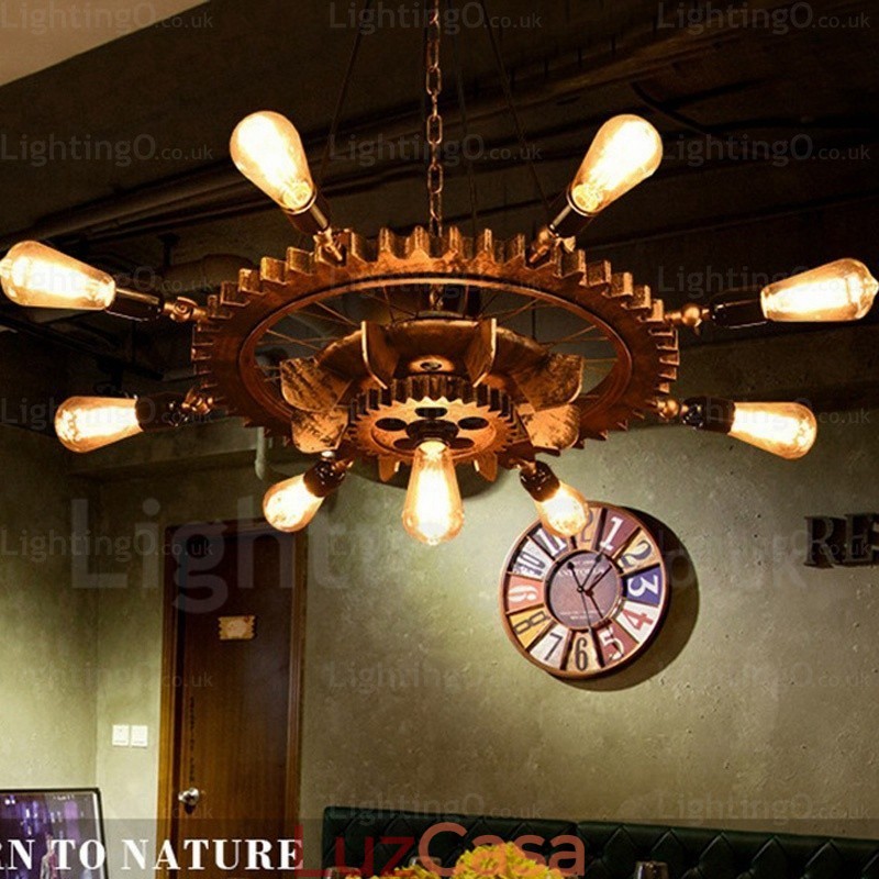 Luminária pendente retrô vintage de 9 luzes