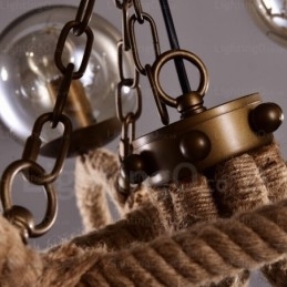 Luminária pendente retrô vintage de 6 luzes com cúpula de vidro