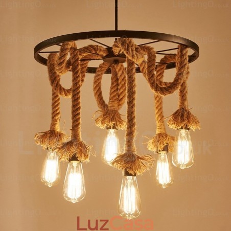 Luminária pendente retrô vintage de 6 luzes Luminária pendente retrô vintage de 6 luzes
