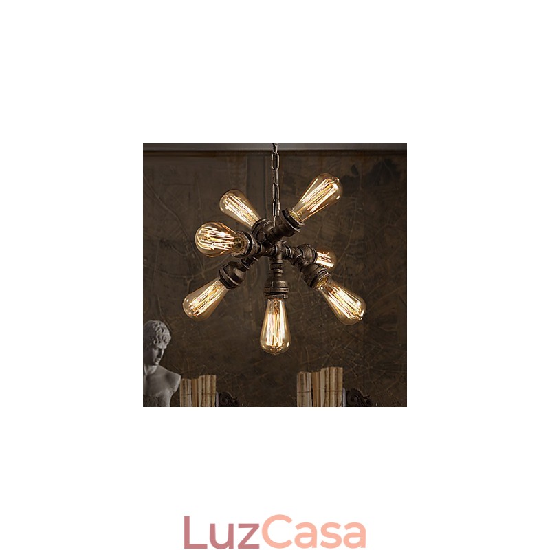 Lustre de metal galvanizado vintage rústico Lodge