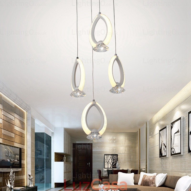 1 luz moderna contemporânea pendente com cúpula de cristal